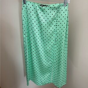 Zara Green Midi Skirt with Slit